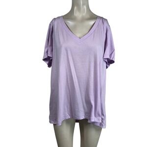 Gap Womens XL Lavender Purple Glitter V-Neck Shimmer Short Sleeve T-Shirt New